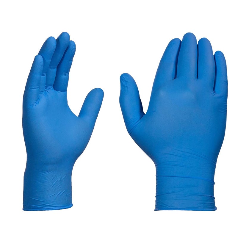 X3 AMMEX Industrial Blue Nitrile Disposable Gloves - 3 Mil, Powder-Free, Latex Free, Textured, Ambidextrous, Medium, Box of 100 - Image 2